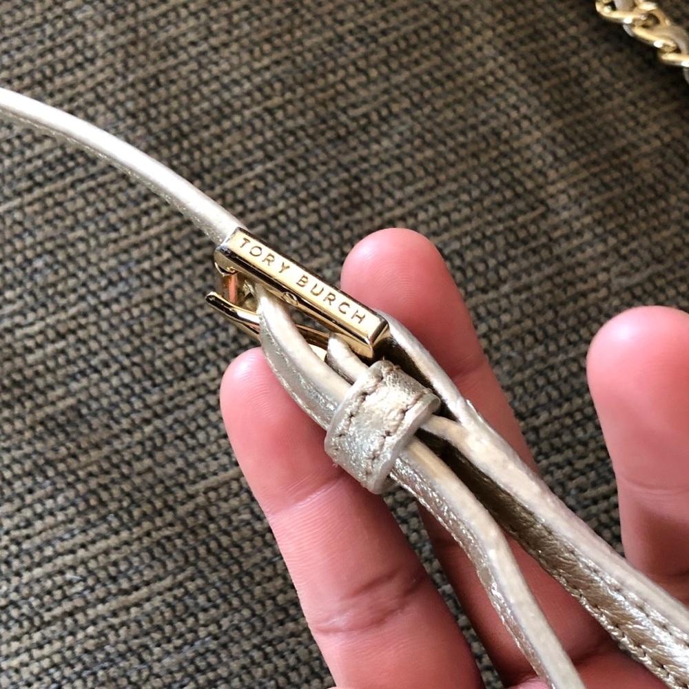 Auth Tory Burch Metallic Gold Crossbody Bag Purse - Picture 4 of 15